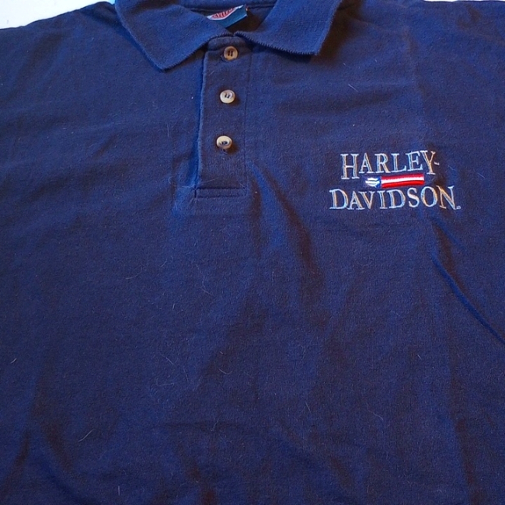 Motown Harley-Davidson Large Navy Blue Collared Shirt.  Taylor, Michigan